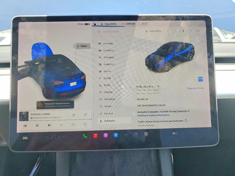 56671236 :رقم المزاد ، 7SAYGDEE0NF312440 vin ، 2022 Tesla Model Y مزاد بيع