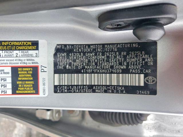 Продаж на аукціоні авто 2017 Toyota Camry, vin: 4T1BF1FK6HU371699, номер лоту: 50685906
