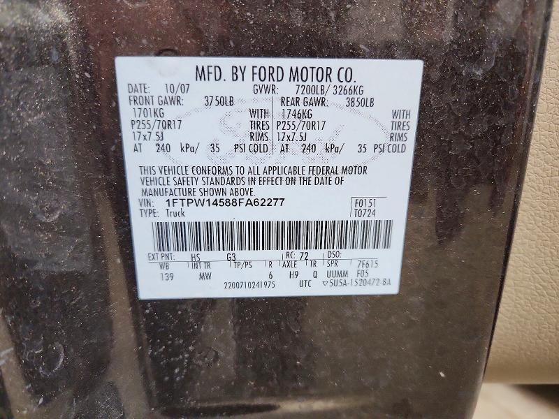 Aukcja sprzedaży 2008 Ford F150, vin: 1FTPW14588FA62277, numer aukcji: 55910626