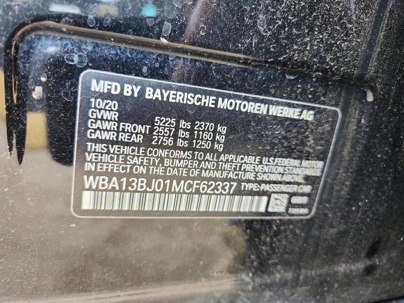 58553706 :رقم المزاد ، WBA13BJ01MCF62337 vin ، 2021 Bmw 530 مزاد بيع