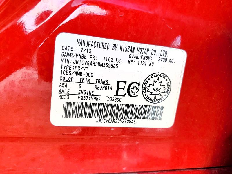 2013 Infiniti G37 Sedan მანქანა იყიდება აუქციონზე, vin: JN1CV6AR3DM352845, აუქციონის ნომერი: 56300036