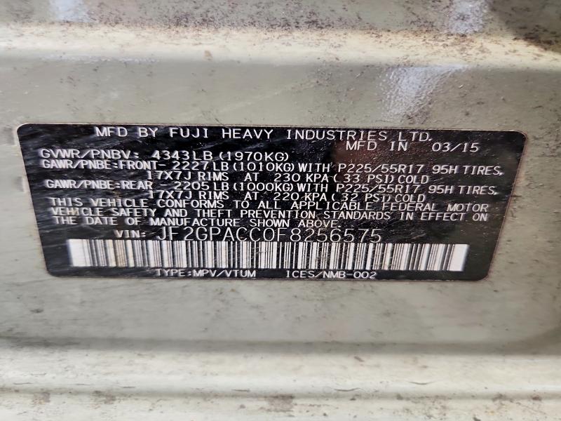 Aukcja sprzedaży 2015 Subaru Xv Crosstrek, vin: JF2GPACC0F8256575, numer aukcji: 56494256