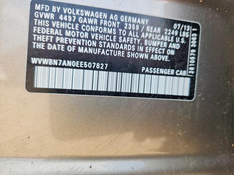Aukcja sprzedaży 2014 Volkswagen Cc, vin: WVWBN7AN0EE507827, numer aukcji: 59003396