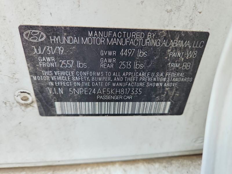 Продажа на аукционе авто 2019 Hyundai Sonata, vin: 5NPE24AF5KH817335, номер лота: 58198716