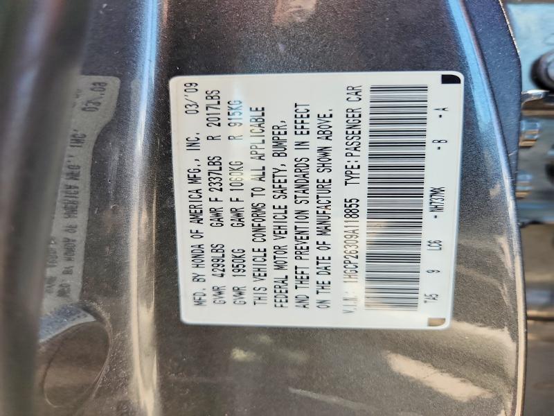Auction sale of the 2009 Honda Accord, vin: 1HGCP26309A118855, lot number: 56443356