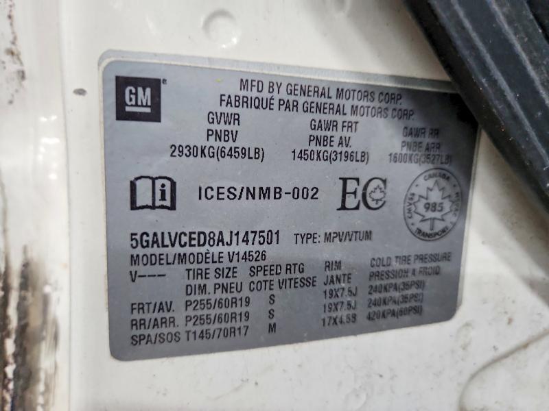 Aukcja sprzedaży 2010 Buick Enclave, vin: 5GALVCED8AJ147501, numer aukcji: 58779406