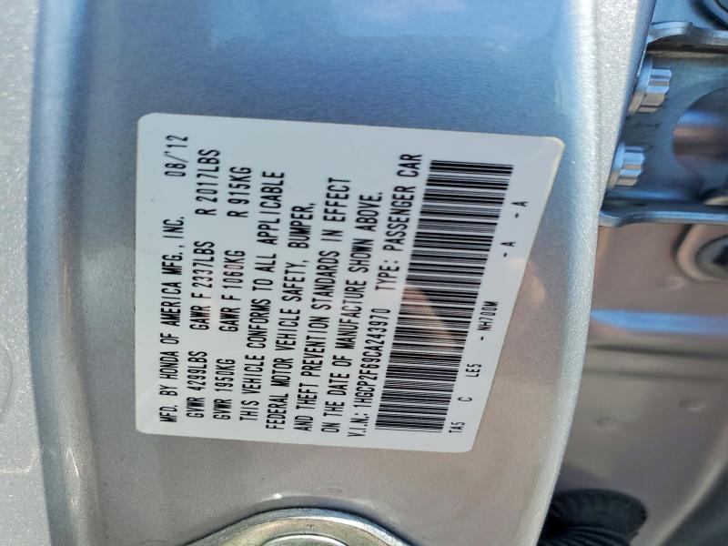 Aukcja sprzedaży 2012 Honda Accord, vin: 1HGCP2F69CA243970, numer aukcji: 56688306