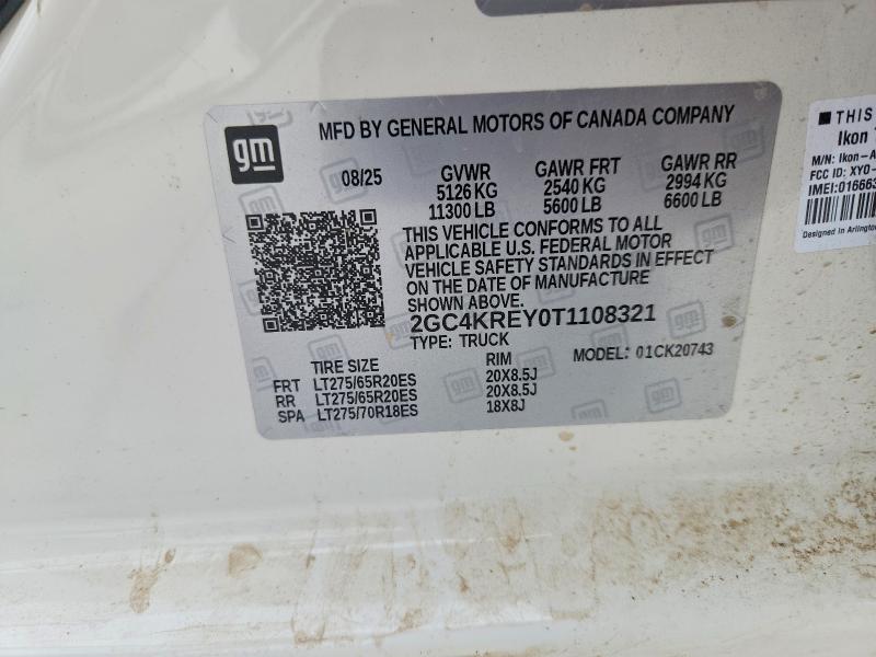 Aukcja sprzedaży 2026 Chevrolet Silverado, vin: 2GC4KREY0T1108321, numer aukcji: 55848706