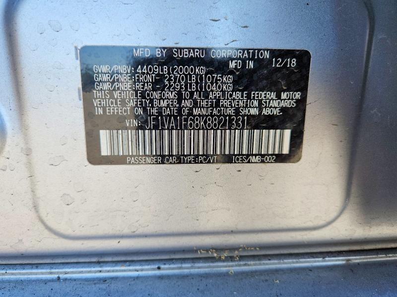 Продаж на аукціоні авто 2019 Subaru Wrx, vin: JF1VA1F68K8821331, номер лоту: 57890926