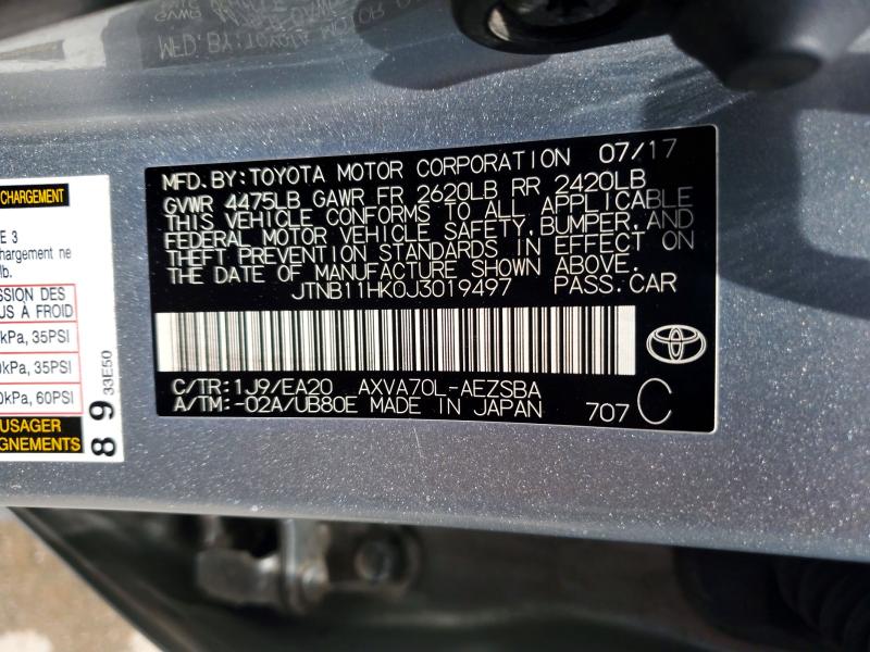 Aukcja sprzedaży 2018 Toyota Camry, vin: JTNB11HK0J3019497, numer aukcji: 55750406