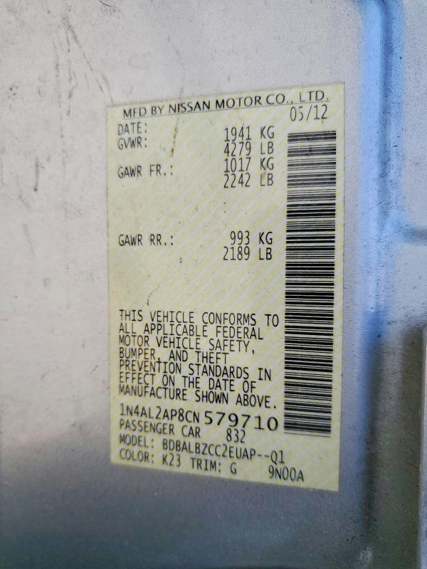 Aukcja sprzedaży 2012 Nissan Altima, vin: 1N4AL2AP8CN579710, numer aukcji: 56433186