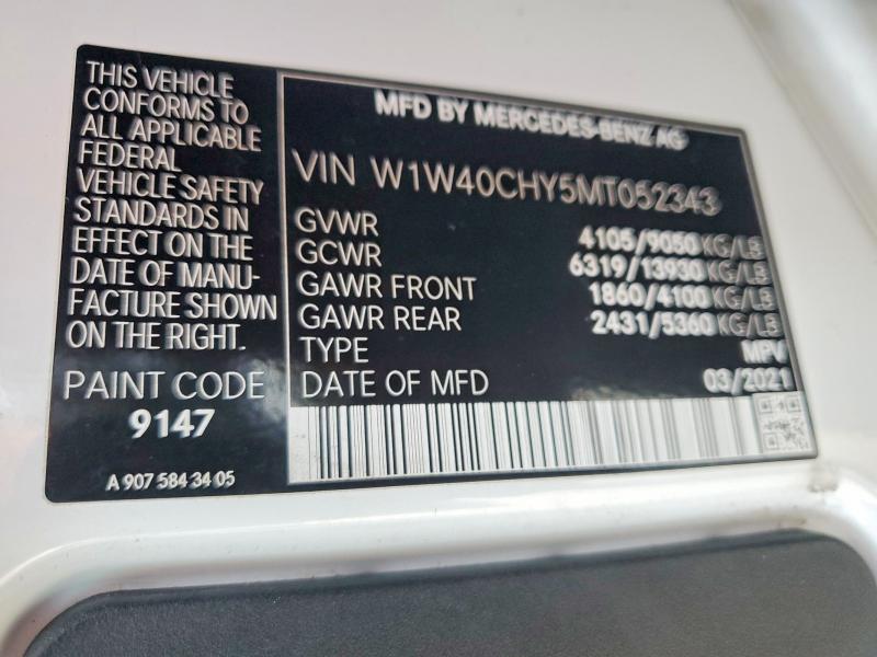 Aukcja sprzedaży 2021 Mercedes-benz Sprinter, vin: W1W40CHY5MT052343, numer aukcji: 58145666