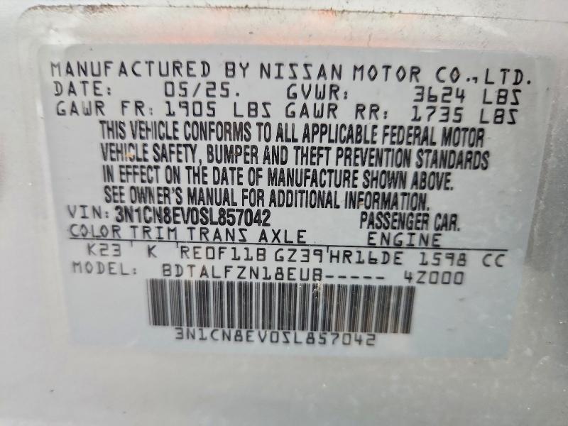 Продажа на аукционе авто 2025 Nissan Versa, vin: 3N1CN8EV0SL857042, номер лота: 56492546
