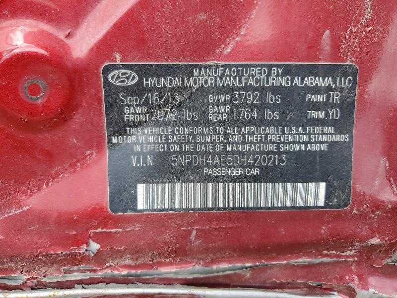 Aukcja sprzedaży 2013 Hyundai Elantra, vin: 5NPDH4AE5DH420213, numer aukcji: 57915616