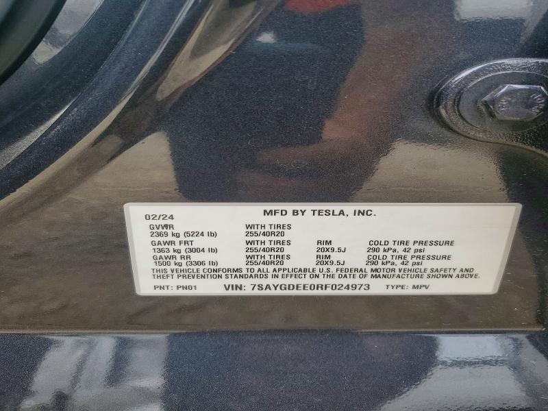 2024 Tesla Model Y მანქანა იყიდება აუქციონზე, vin: 7SAYGDEE0RF024973, აუქციონის ნომერი: 58602126