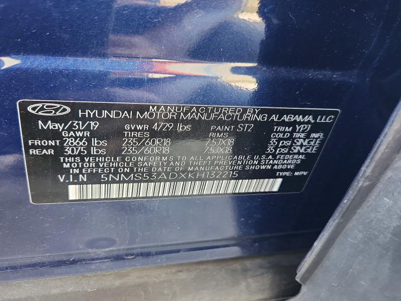 Aukcja sprzedaży 2019 Hyundai Santa Fe, vin: 5NMS53ADXKH132215, numer aukcji: 56116326