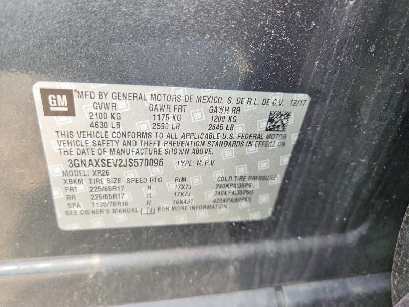 2018 Chevrolet Equinox მანქანა იყიდება აუქციონზე, vin: 3GNAXSEV2JS570096, აუქციონის ნომერი: 56823366