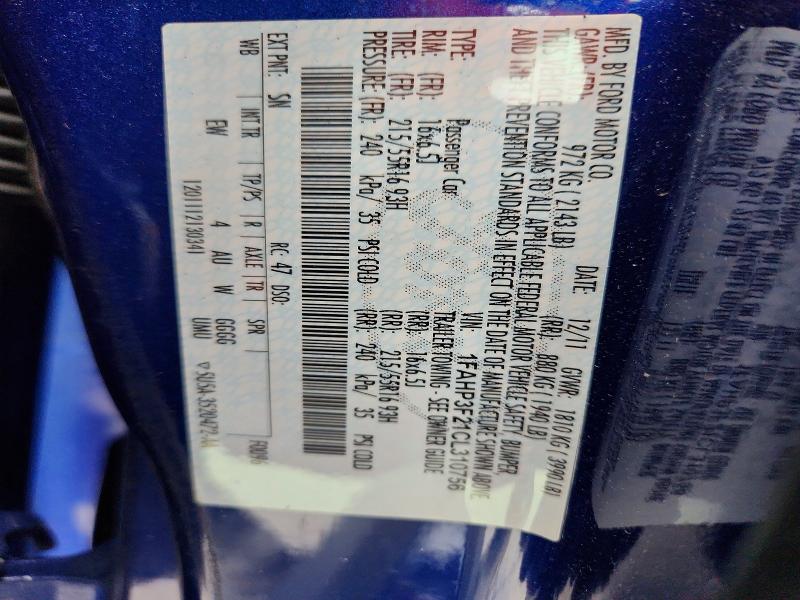 57271746 :رقم المزاد ، 1FAHP3F21CL310756 vin ، 2012 Ford Focus مزاد بيع