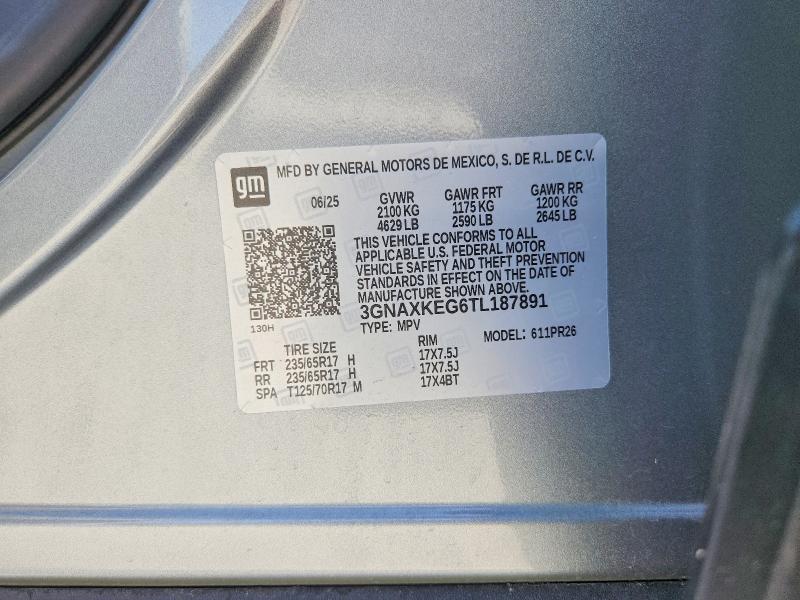 Aukcja sprzedaży 2026 Chevrolet Equinox, vin: 3GNAXKEG6TL187891, numer aukcji: 58935536
