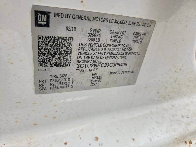 58623456 :رقم المزاد ، 3GTU2NEC3JG306408 vin ، 2018 Gmc Sierra مزاد بيع