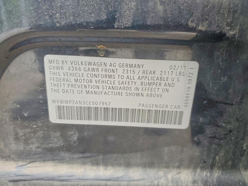 Aukcja sprzedaży 2012 Volkswagen Cc, vin: WVWMP7AN3CE507952, numer aukcji: 58084656