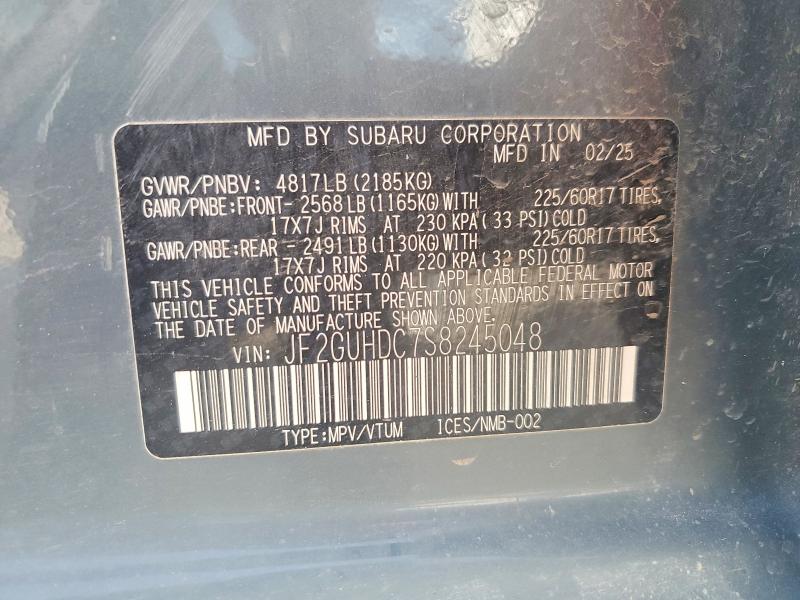 Aukcja sprzedaży 2025 Subaru Crosstrek, vin: JF2GUHDC7S8245048, numer aukcji: 58516206