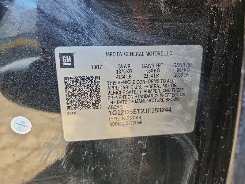 2018 Chevrolet Malibu მანქანა იყიდება აუქციონზე, vin: 1G1ZD5ST2JF153244, აუქციონის ნომერი: 56698356