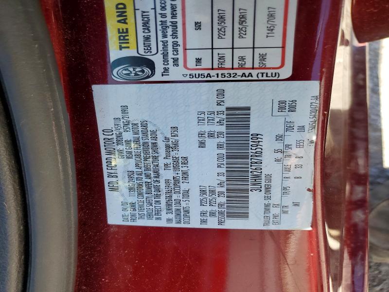 Auction sale of the 2007 Lincoln Mkz, vin: 3LNHM26T87R659499, lot number: 58382626