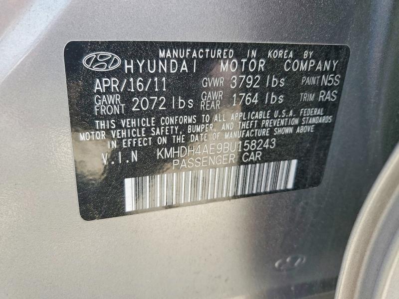 2011 Hyundai Elantra მანქანა იყიდება აუქციონზე, vin: KMHDH4AE9BU158243, აუქციონის ნომერი: 56473976