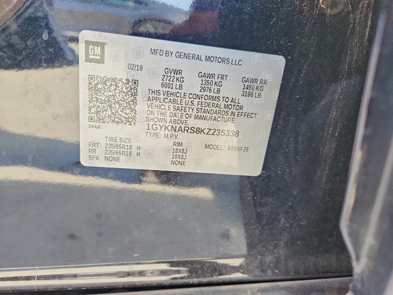57020416 :رقم المزاد ، 1GYKNARS8KZ235338 vin ، 2019 Cadillac Xt5 مزاد بيع