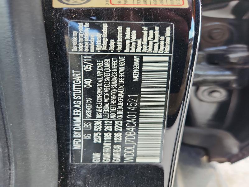 58929336 :رقم المزاد ، WDDLJ7DB4CA014521 vin ، 2012 Mercedes-benz Cls مزاد بيع