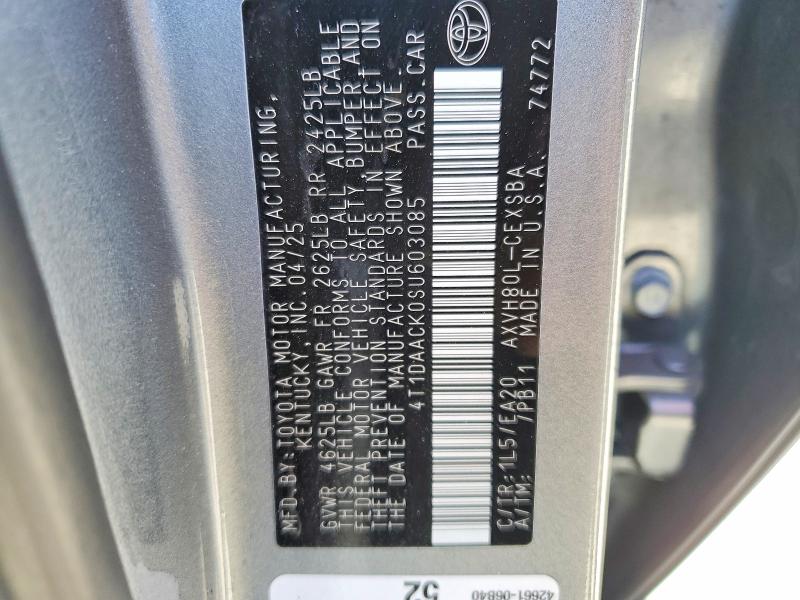 57695676 :رقم المزاد ، 4T1DAACK0SU603085 vin ، 2025 Toyota Camry مزاد بيع