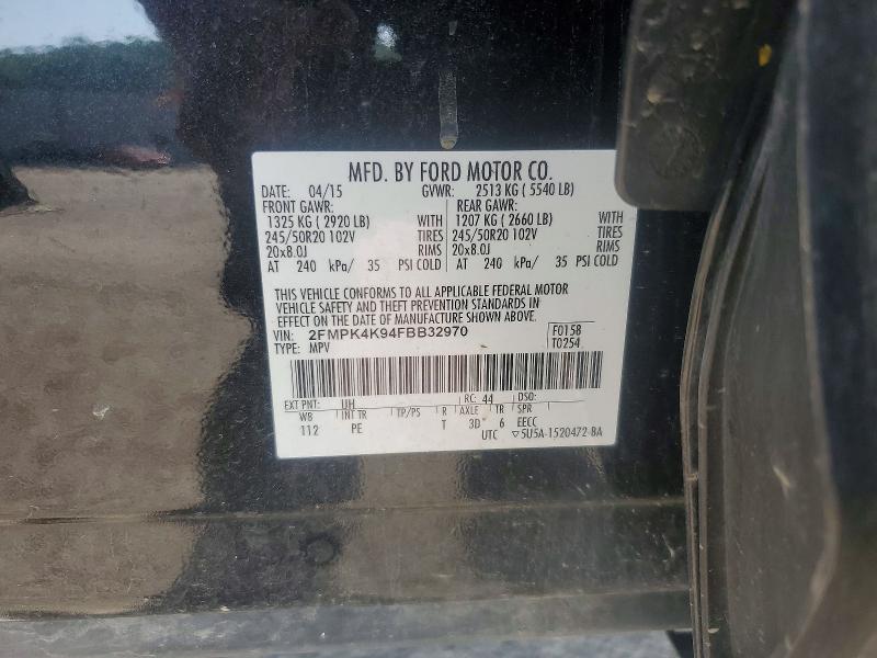 56410496 :رقم المزاد ، 2FMPK4K94FBB32970 vin ، 2015 Ford Edge مزاد بيع