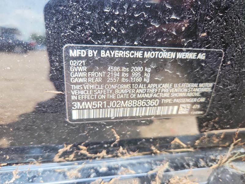 2021 Bmw 330i მანქანა იყიდება აუქციონზე, vin: 3MW5R1J02M8B86360, აუქციონის ნომერი: 55633996