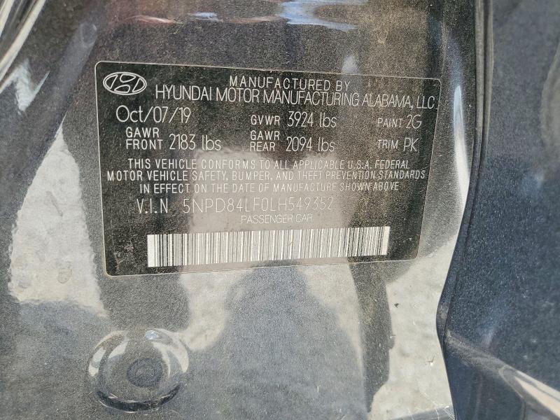 2020 Hyundai Elantra მანქანა იყიდება აუქციონზე, vin: 5NPD84LF0LH549352, აუქციონის ნომერი: 55806516