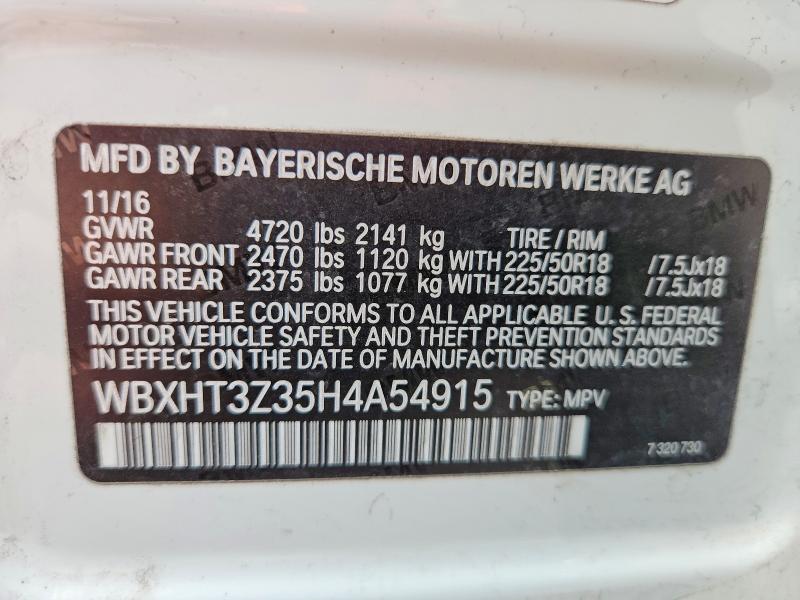 2017 Bmw X1 მანქანა იყიდება აუქციონზე, vin: WBXHT3Z35H4A54915, აუქციონის ნომერი: 55901386