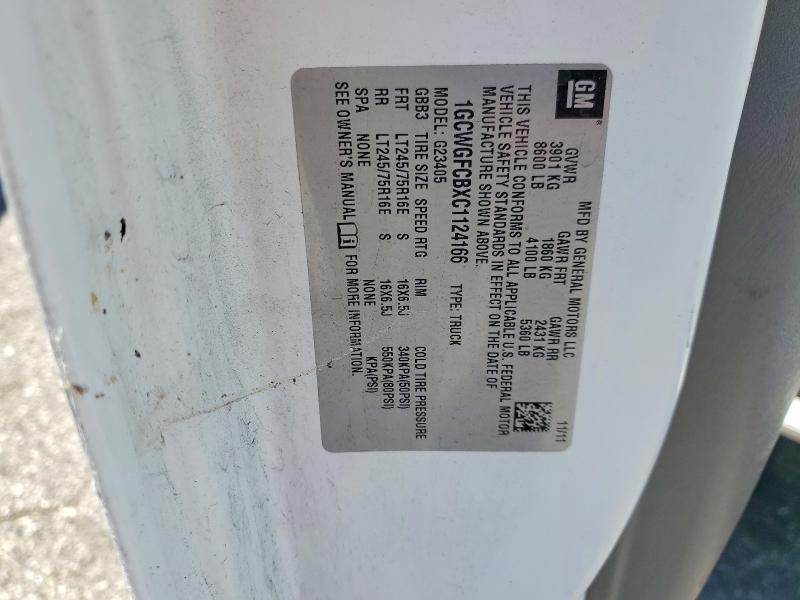 Aukcja sprzedaży 2012 Chevrolet Express G2500, vin: 1GCWGFCBXC1124166, numer aukcji: 57402216