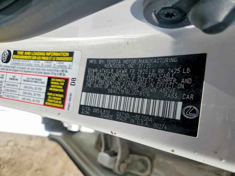 Продажа на аукционе авто 2020 Lexus Es, vin: 58AEZ1B16LU078176, номер лота: 55897196