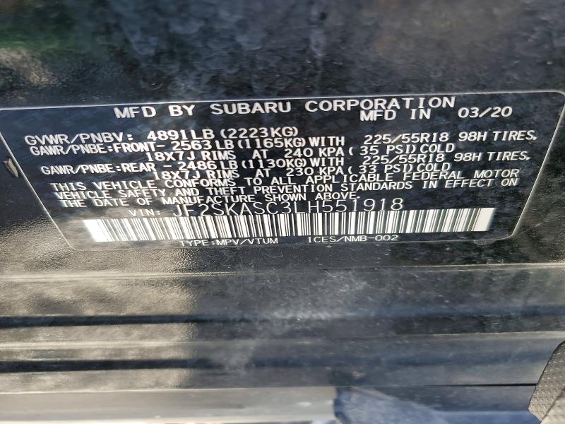 Продажа на аукционе авто 2020 Subaru Forester, vin: JF2SKASC3LH551918, номер лота: 57500426