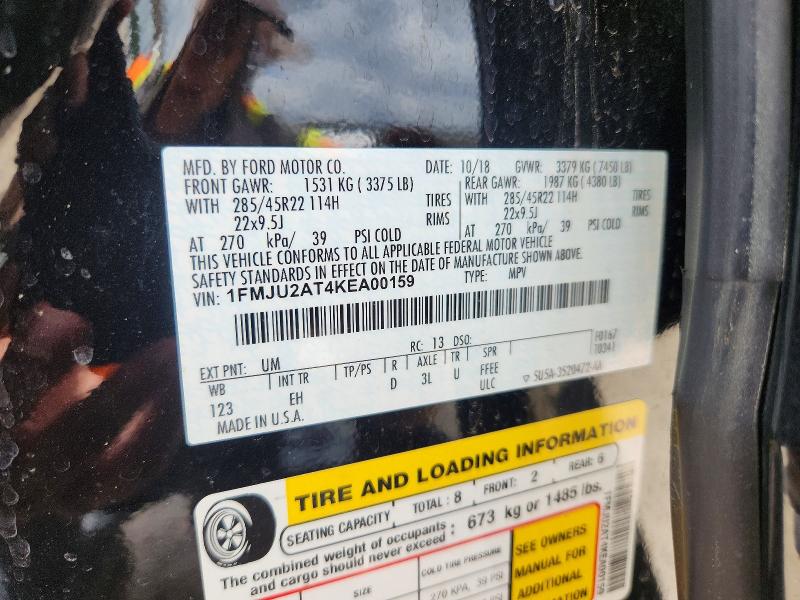 57399006 :رقم المزاد ، 1FMJU2AT4KEA00159 vin ، 2019 Ford Expedition مزاد بيع