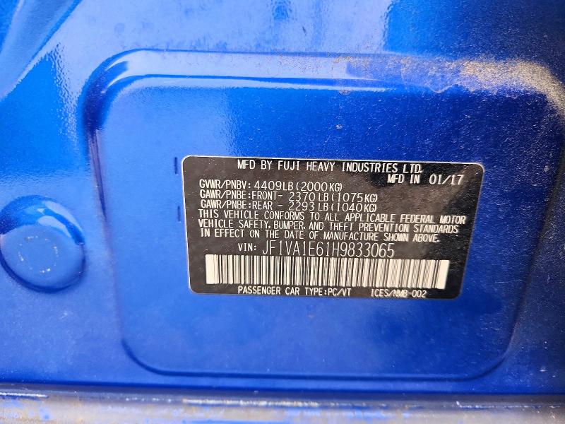 Продажа на аукционе авто 2017 Subaru Wrx, vin: JF1VA1E61H9833065, номер лота: 58153716