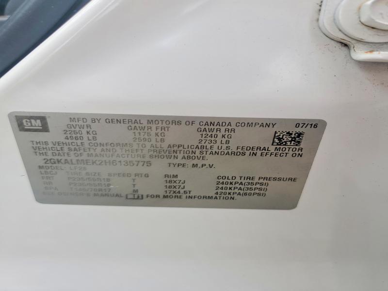 Продаж на аукціоні авто 2017 Gmc Terrain, vin: 2GKALMEK2H6135775, номер лоту: 59257766