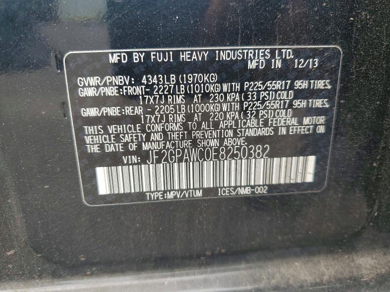 Продаж на аукціоні авто 2014 Subaru Xv Crosstrek, vin: JF2GPAWC0E8250382, номер лоту: 58834236