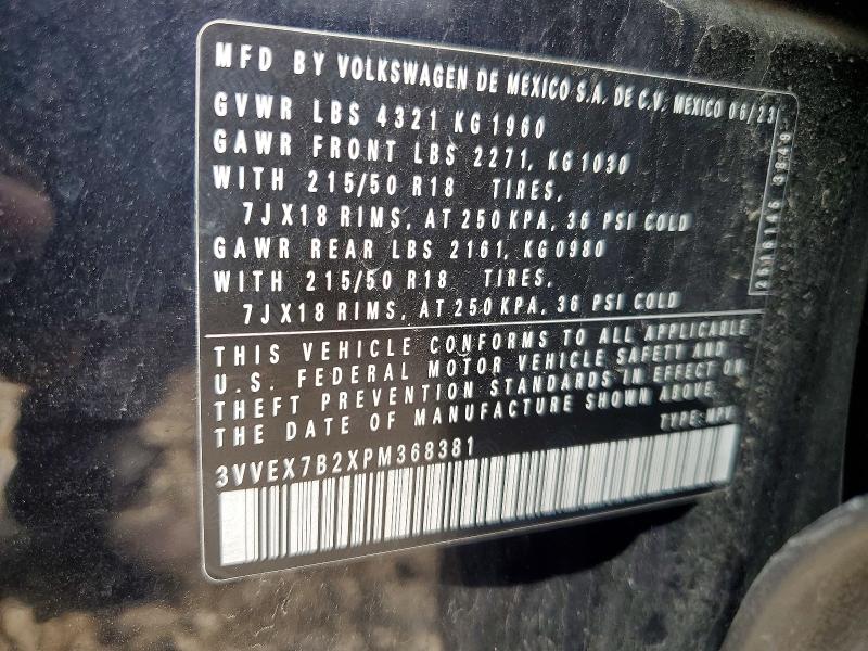 Aukcja sprzedaży 2023 Volkswagen Taos, vin: 3VVEX7B2XPM368381, numer aukcji: 56255376