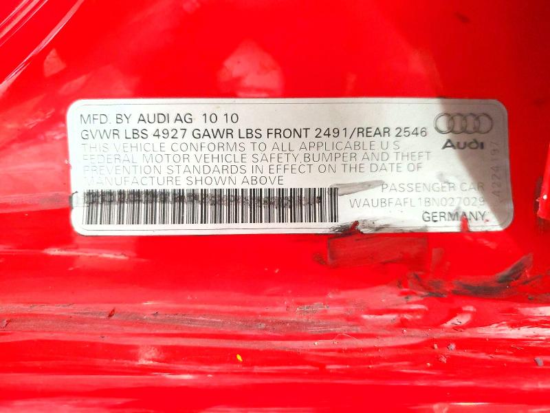 Aukcja sprzedaży 2011 Audi A4, vin: WAUBFAFL1BN027029, numer aukcji: 58631256