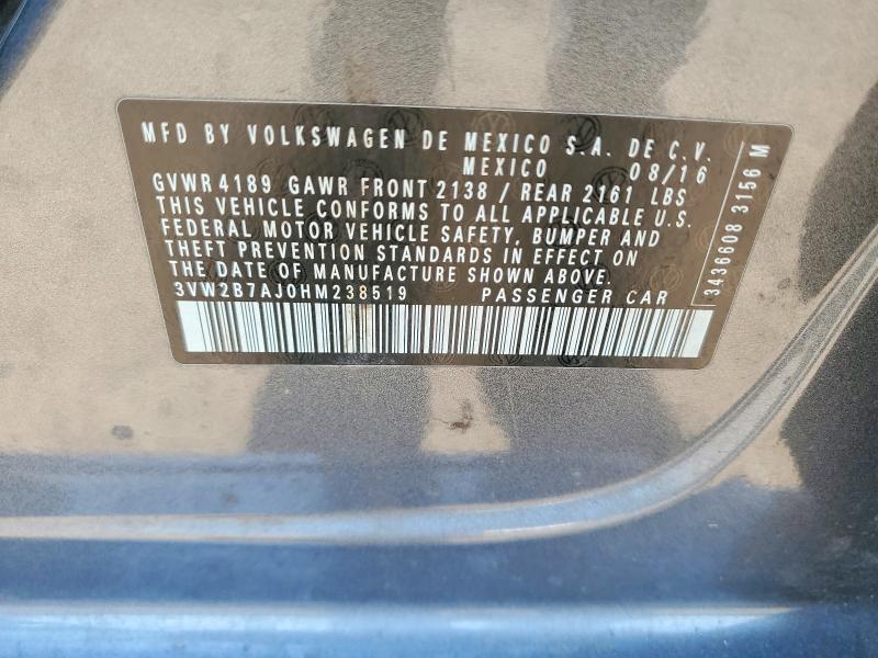 Aukcja sprzedaży 2017 Volkswagen Jetta, vin: 3VW2B7AJ0HM238519, numer aukcji: 56509716
