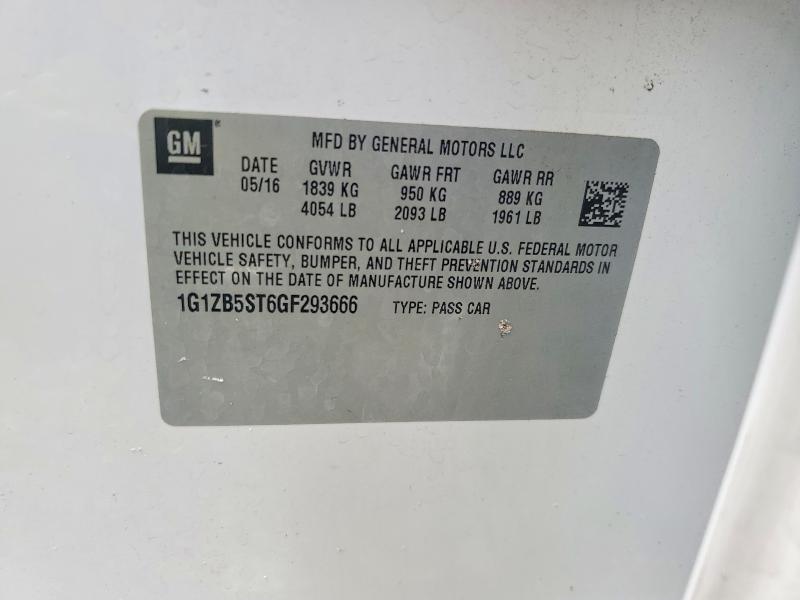 Продаж на аукціоні авто 2016 Chevrolet Malibu, vin: 1G1ZB5ST6GF293666, номер лоту: 56074696