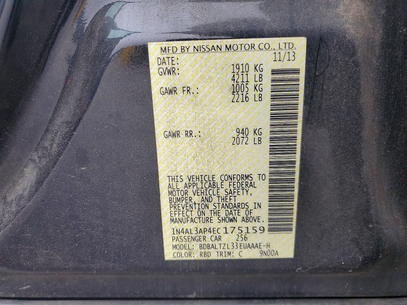 Aukcja sprzedaży 2014 Nissan Altima, vin: 1N4AL3AP4EC175159, numer aukcji: 54977836