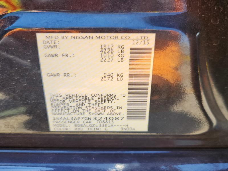 Продаж на аукціоні авто 2016 Nissan Altima, vin: 1N4AL3AP7GN324087, номер лоту: 57397636