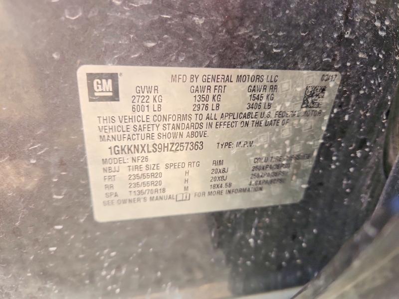 Aukcja sprzedaży 2017 Gmc Acadia, vin: 1GKKNXLS9HZ257363, numer aukcji: 57067636